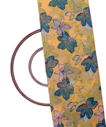 yellow colour floral print georgette fabric
